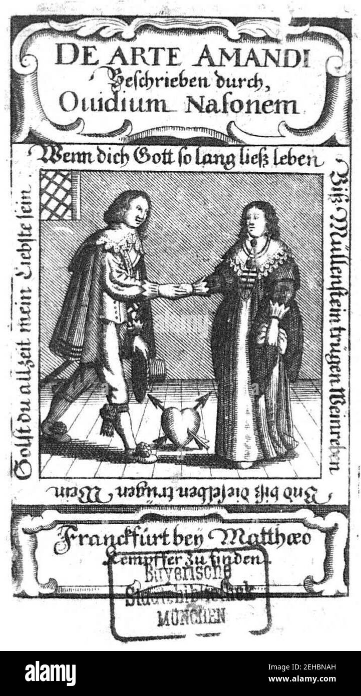 Ovid Ars Amatoria 1644. Banque D'Images