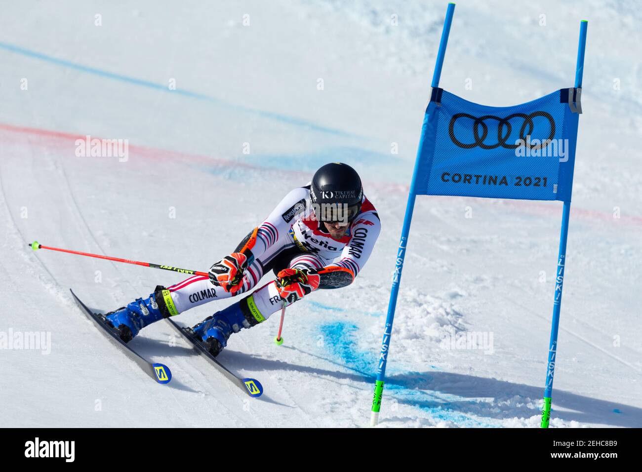 Labirinti, Cortina (BL), Italie, 19 février 2021, Victor Muffat Jeandet (FRA) en action pendant 2021 FIS Championnats du monde ALPIN DE SKI - Giant Slalom - hommes, course de ski alpin - photo Francesco Scaccianoce / LM Banque D'Images