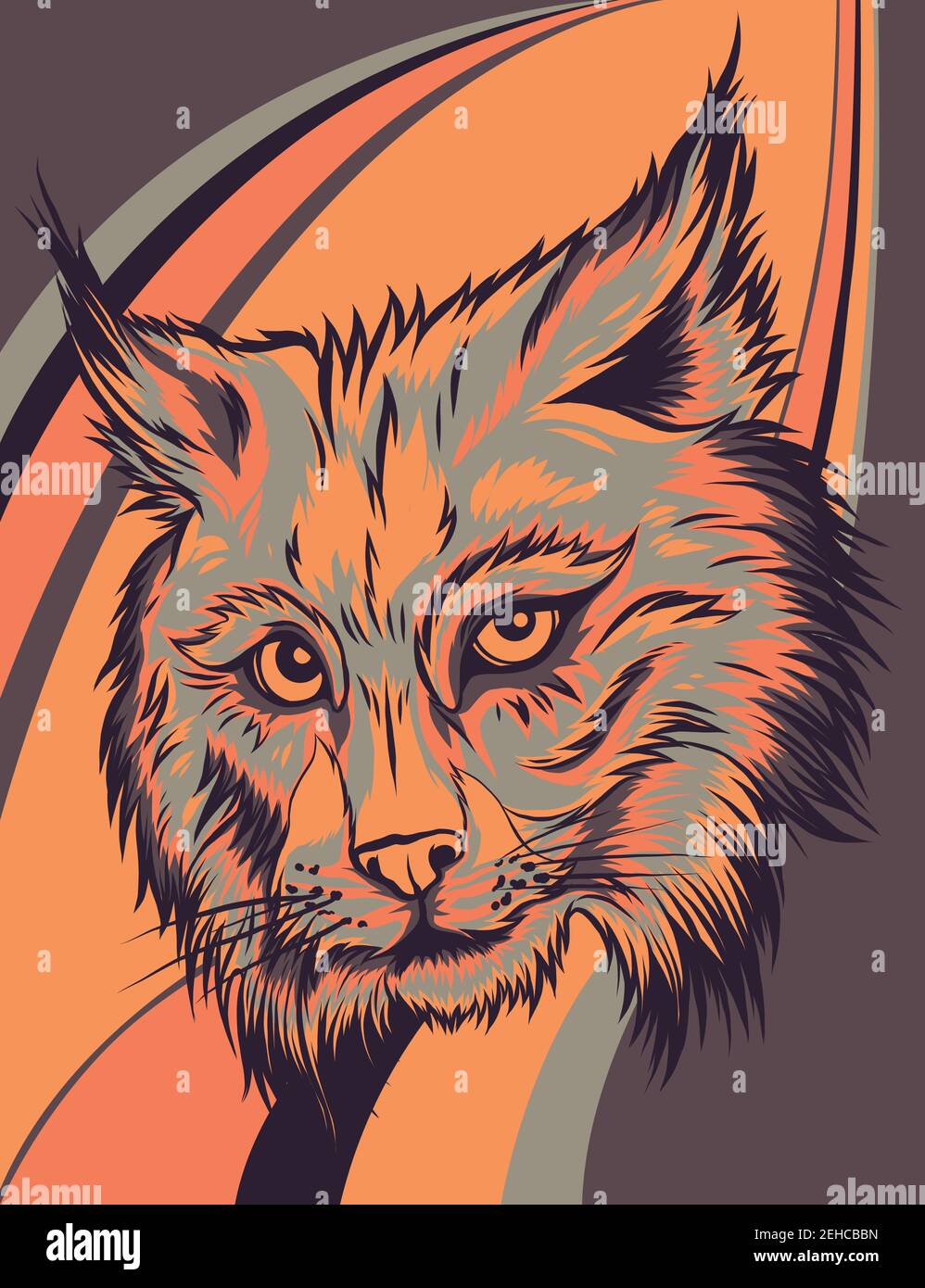 tête lynx sur illustration vectorielle d'arrière-plan colorée Illustration de Vecteur