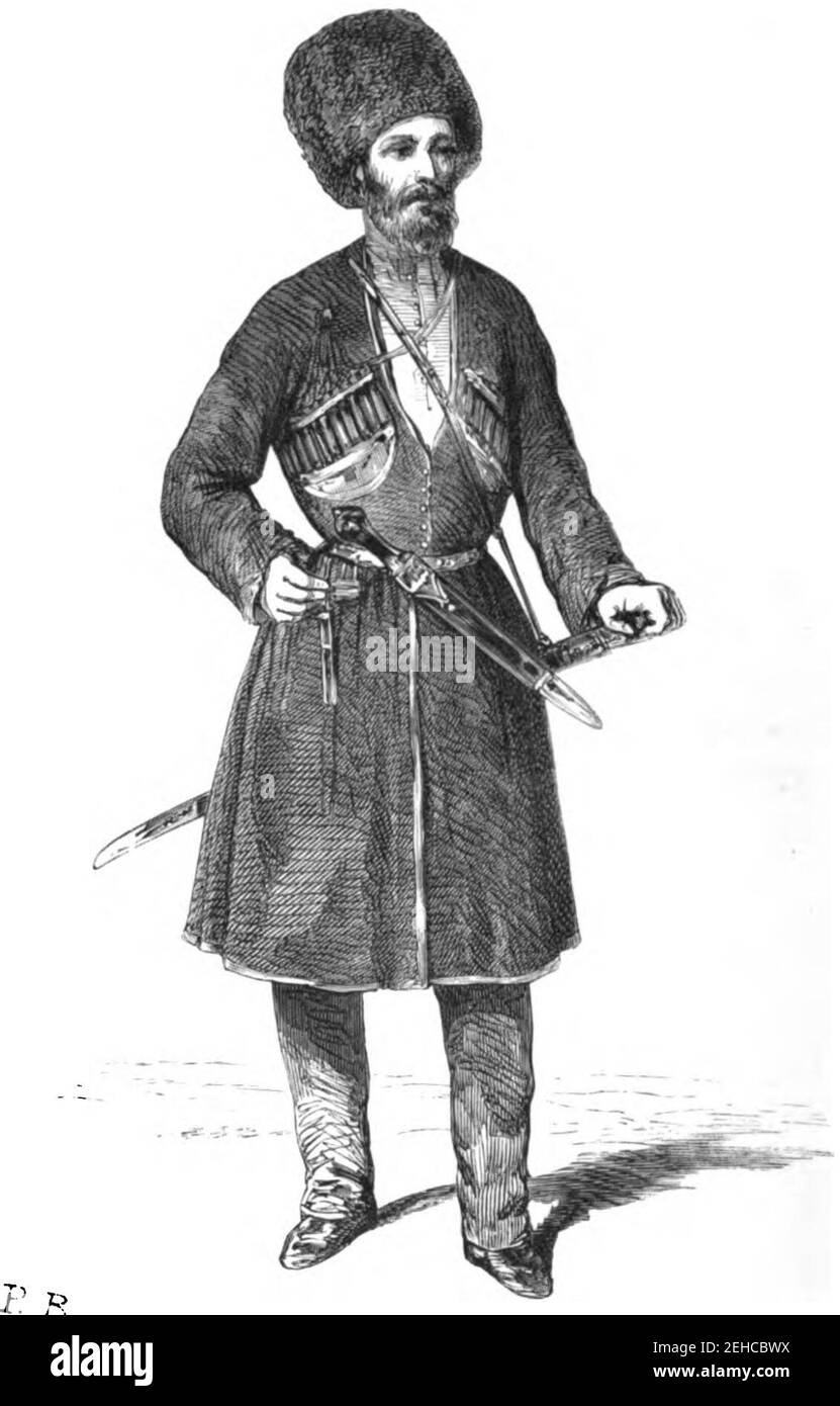P. B. Cosaque de la ligne (Typ. J. Claye). Floriant Gille. Lettres sur le Caucase et la Crimée. 1859. Banque D'Images