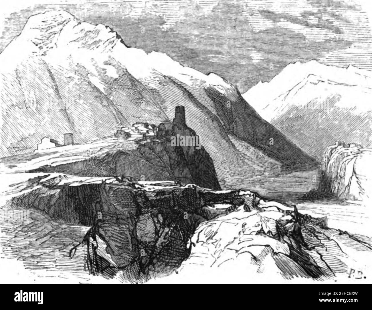 P. B. Sion dans la Vallée du Térek. Floriant Gille. Lettres sur le Caucase et la Crimée. 1859. P.248. Banque D'Images
