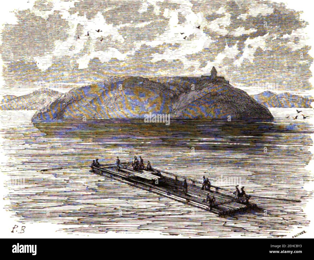 P. B. Le lac Sévig sur Goktcha. (Fussart). Floriant Gille. Lettres sur le Caucase et la Crimée. 1859. P. 294. Banque D'Images