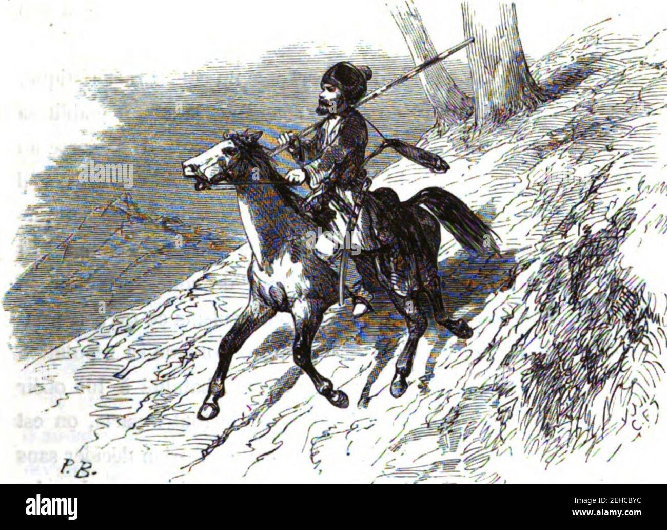 P. B. Tchetchense se rentrant une embuscade. Floriant Gille. Lettres sur le Caucase et la Crimée. 1859. P.139. Banque D'Images