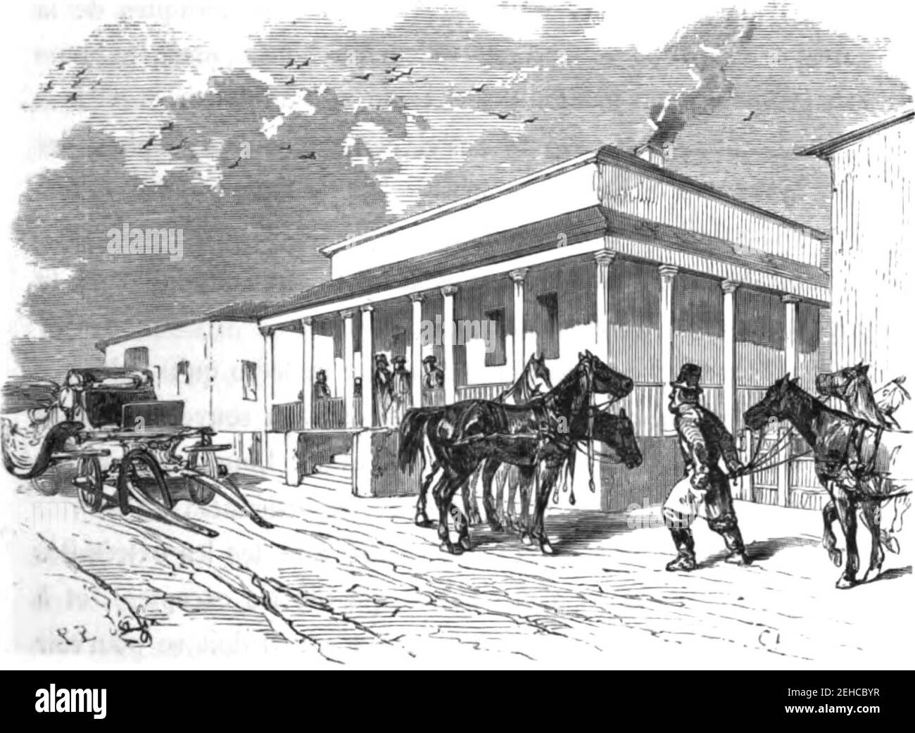 P. B. Station de poste dans le pays du Don. Floriant Gille. Lettres sur le Caucase et la Crimée. 1859. P.21. Banque D'Images