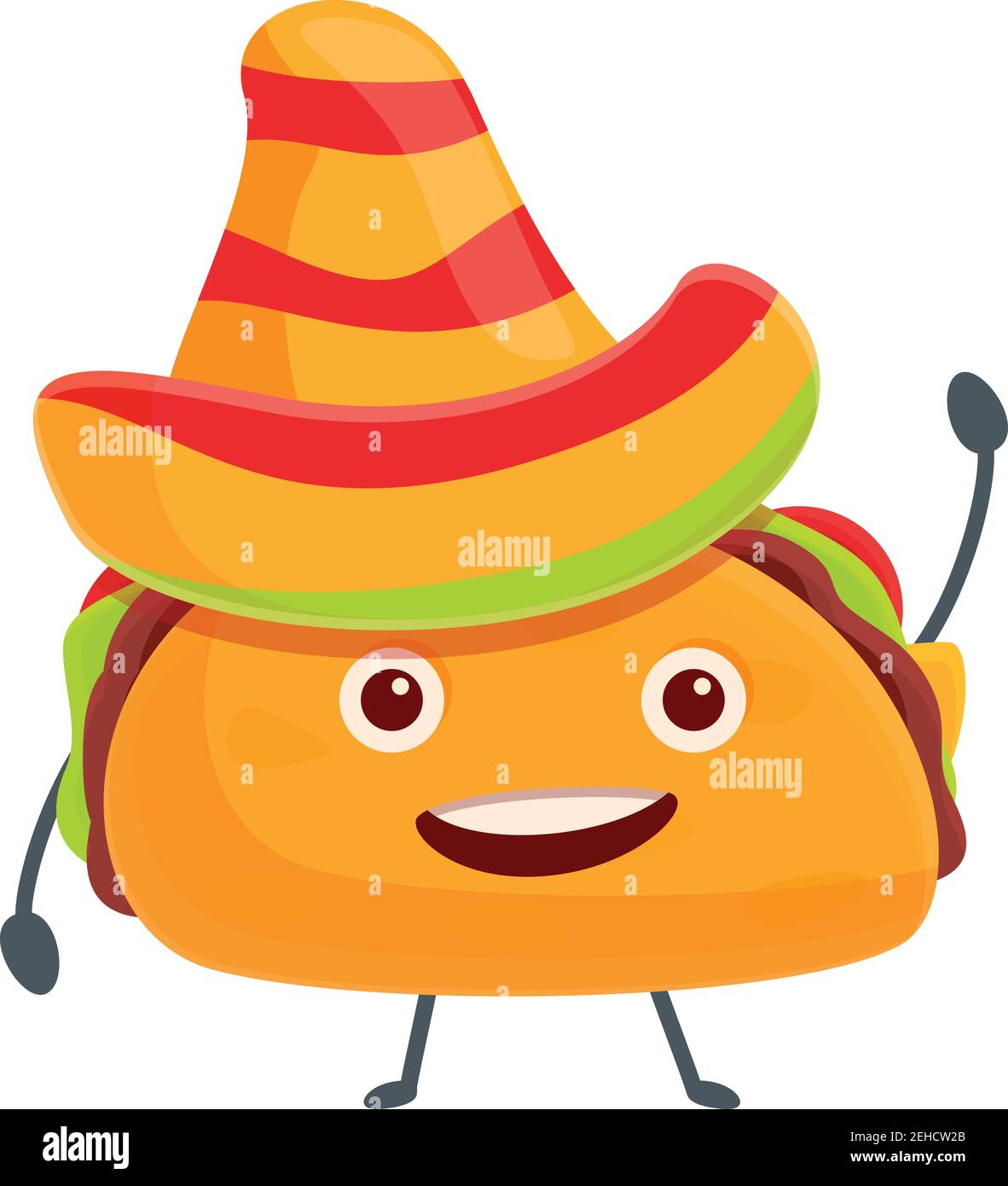 Tacos dans sombrero icône. Dessin animé de tacos dans sombrero vecteur icône pour le web design isolé sur fond blanc Illustration de Vecteur