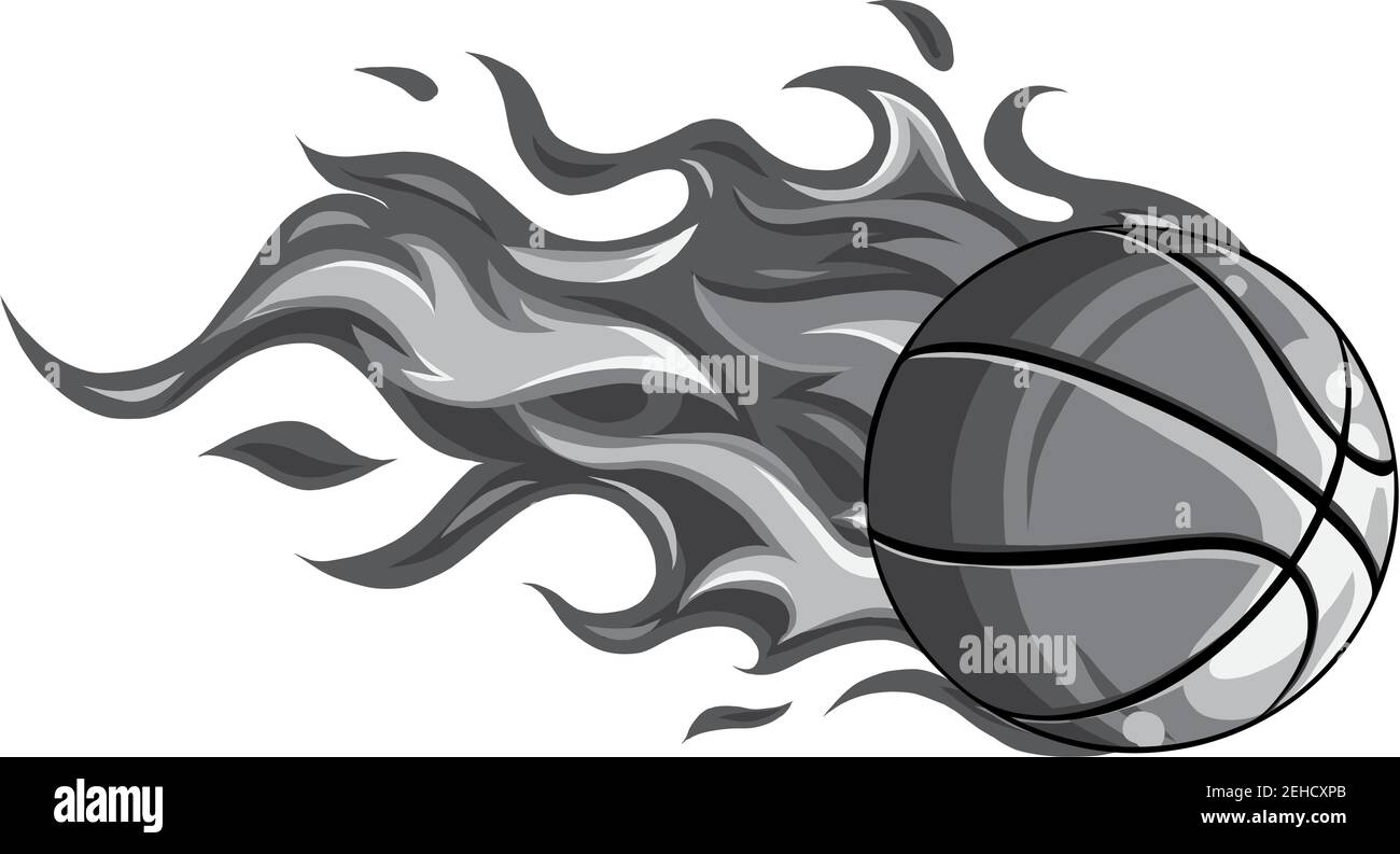 Ballon de basket-ball à vecteur de flamme Illustration de Vecteur