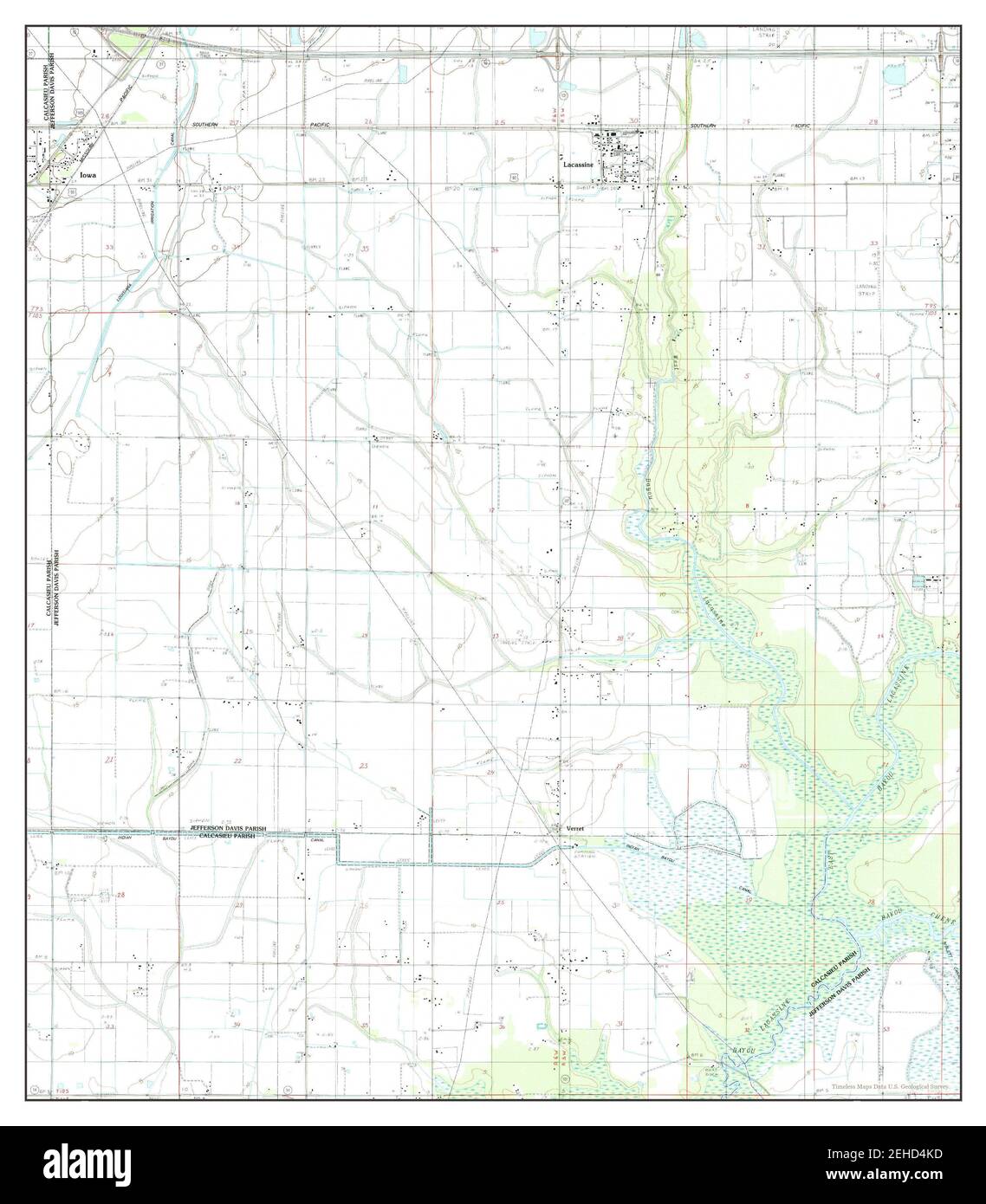 Lacassine, Louisiane, carte 1985, 1:24000, États-Unis d'Amérique par Timeless Maps, données U.S. Geological Survey Banque D'Images