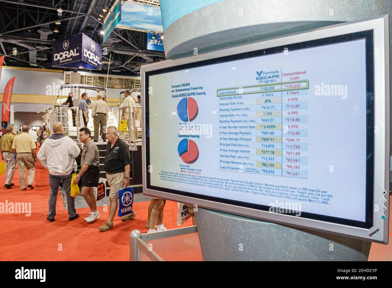 Floride, centre des congrès de Miami Beach, salon nautique international du centre, télévision à écran plat plasma, Banque D'Images