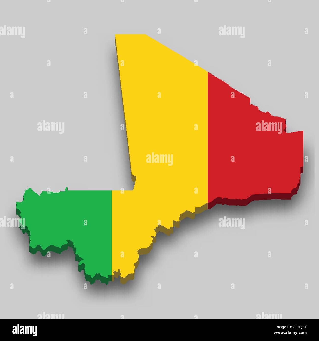 carte isométrique 3d du Mali avec drapeau national. Illustration vectorielle. Illustration de Vecteur