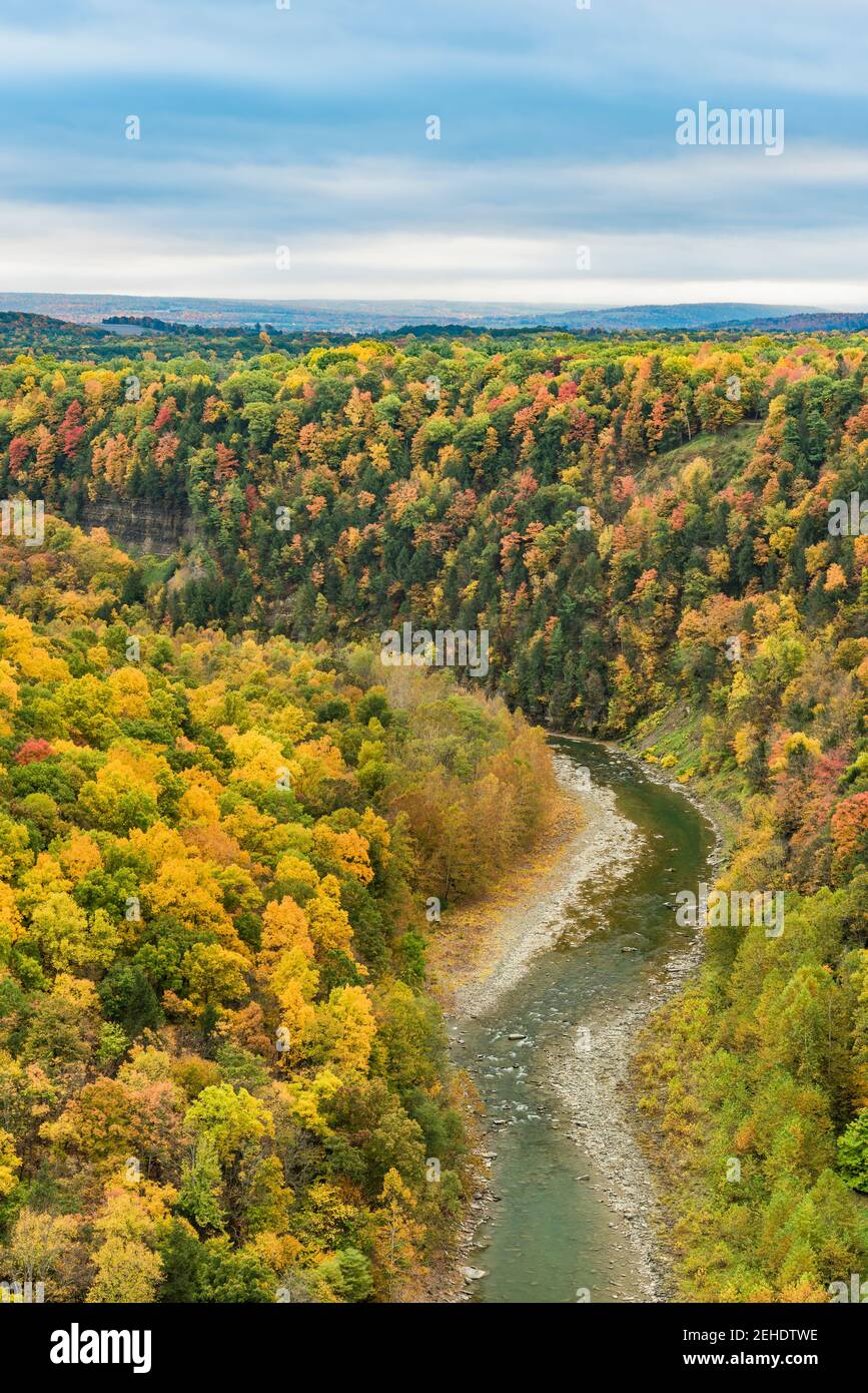 Great Bend, Genesee River et gorge au parc national de Letchworth, Wyoming County, New York Banque D'Images