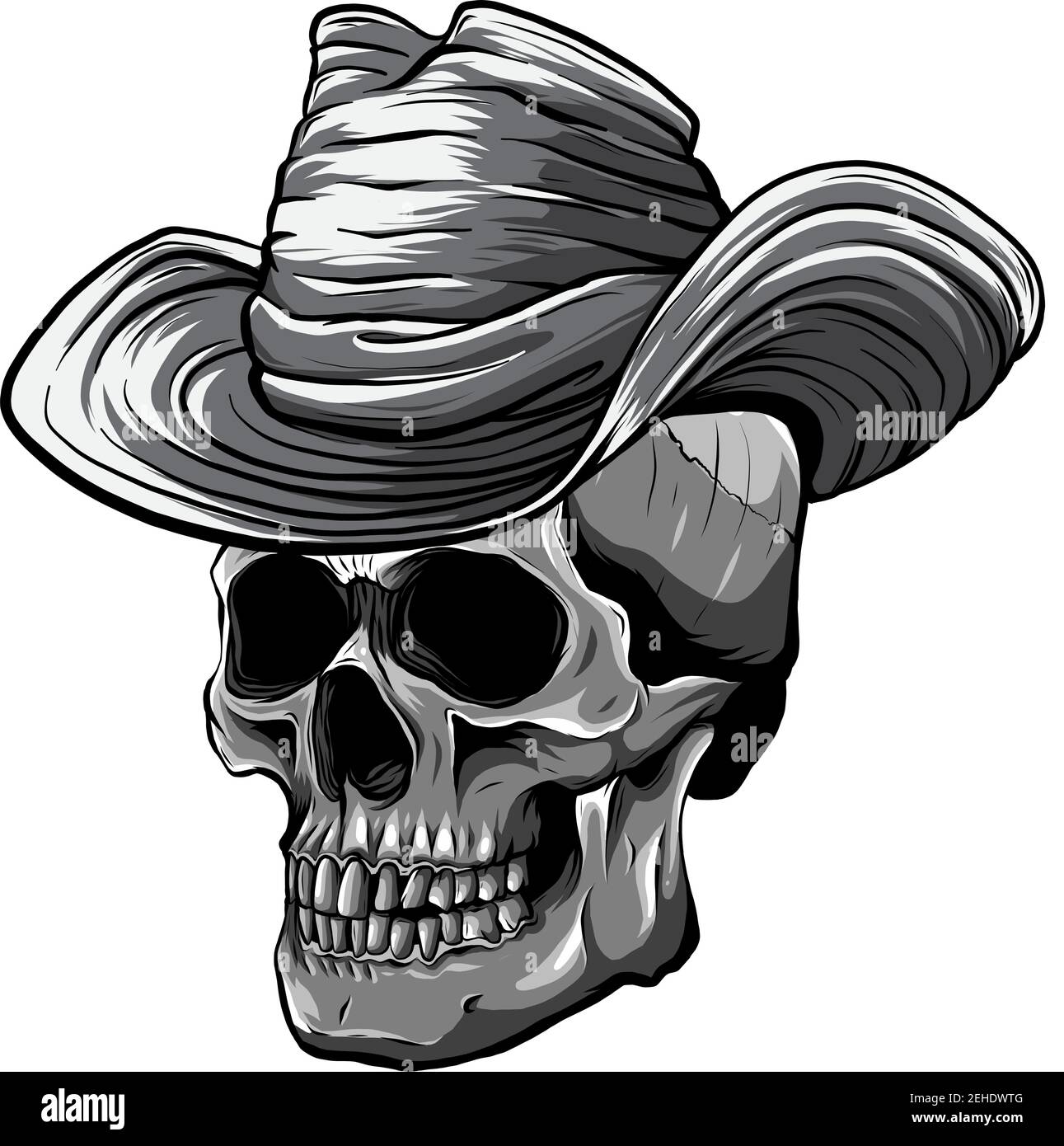 Vector illustration of Cowboy skull Illustration de Vecteur