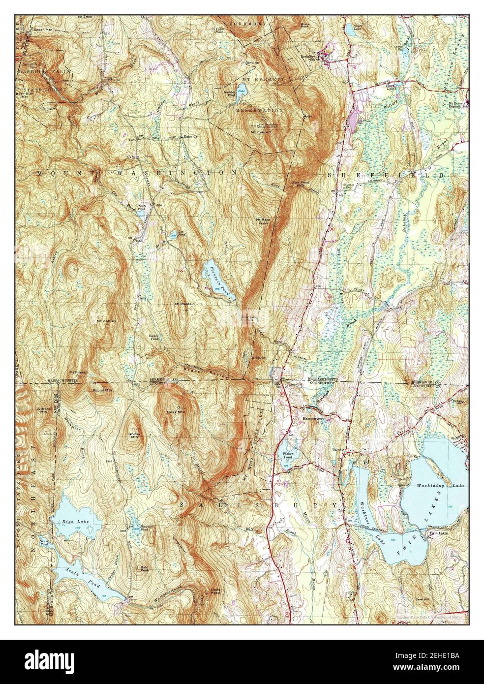 Bash Bish Falls, Massachusetts, carte 1958, 1:24000, États-Unis d'Amérique par Timeless Maps, données U.S. Geological Survey Banque D'Images