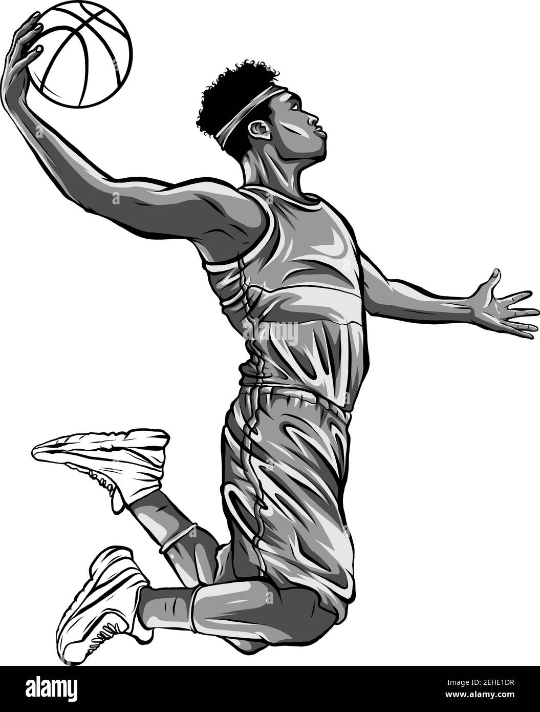 Cartoon est joueur de basket-ball dribble en mouvement avec un sourire  Image Vectorielle Stock - Alamy