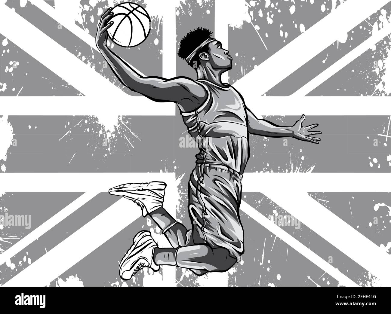 Joueur de basket-ball Vector Watercolor Silhouette Illustration de Vecteur