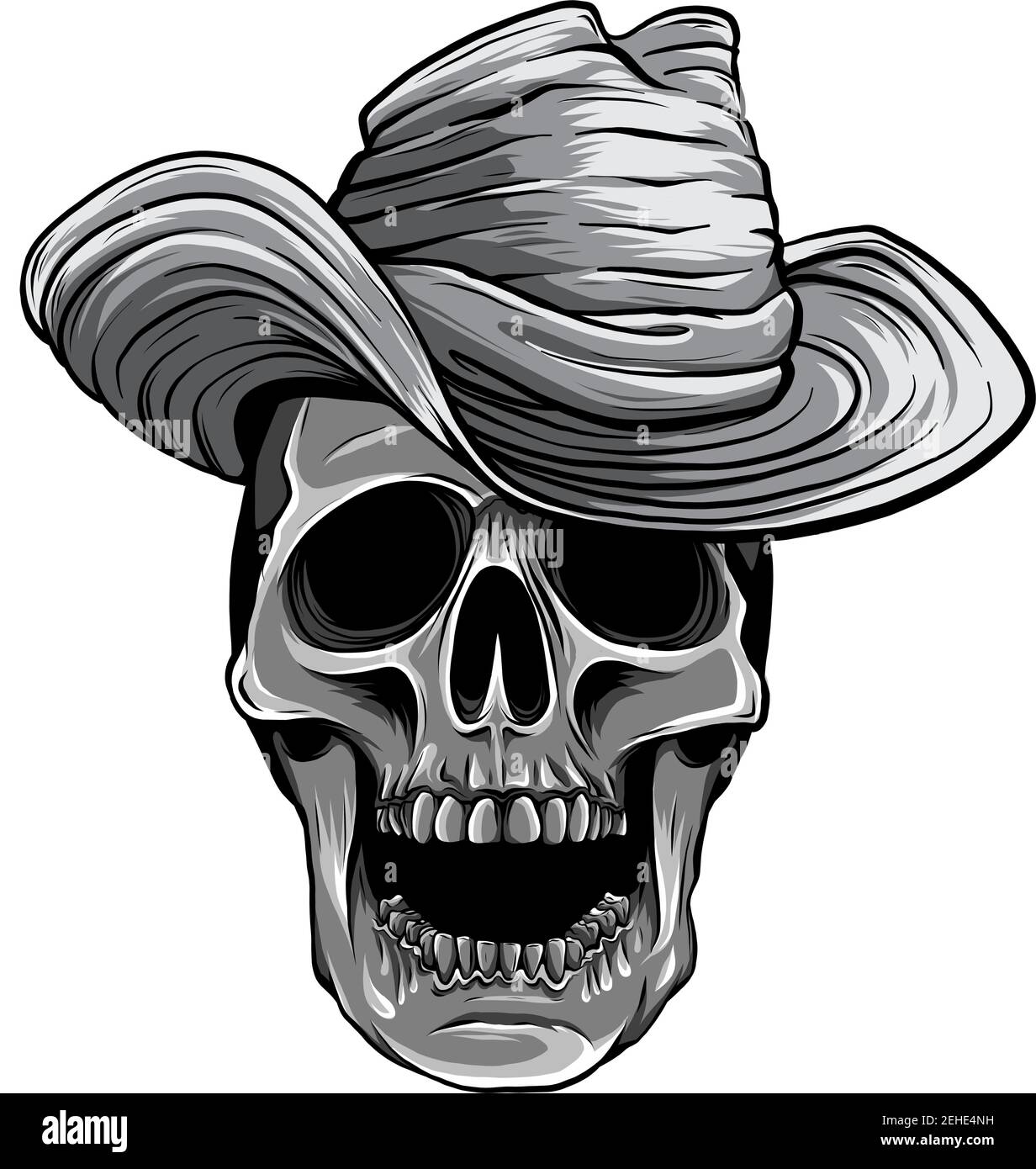 Vector illustration of Cowboy skull Illustration de Vecteur