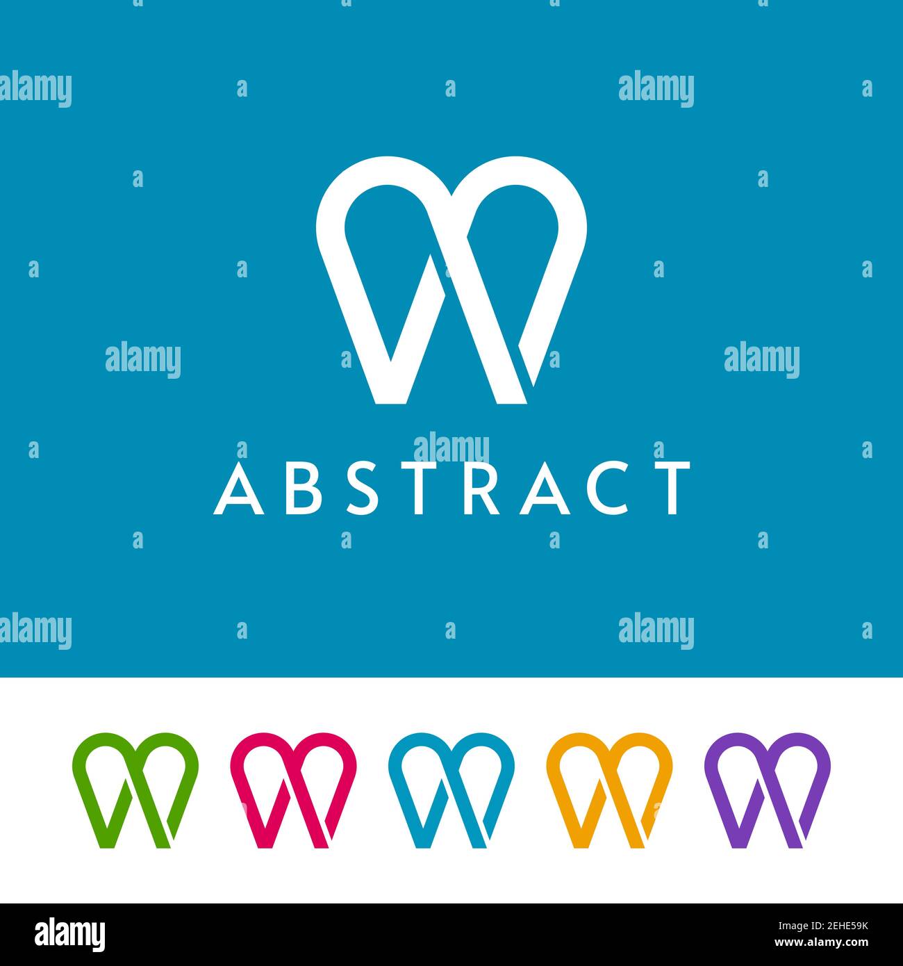 Icônes de dents simples sur fond blanc et bleu. Logo abstrait pour dentaire. Illustration de Vecteur