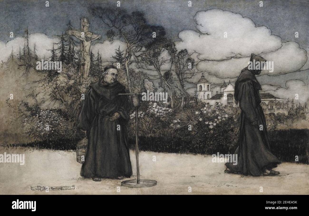 Padre Alonzo le regarda hors de vue (Arthur Rackham). Banque D'Images