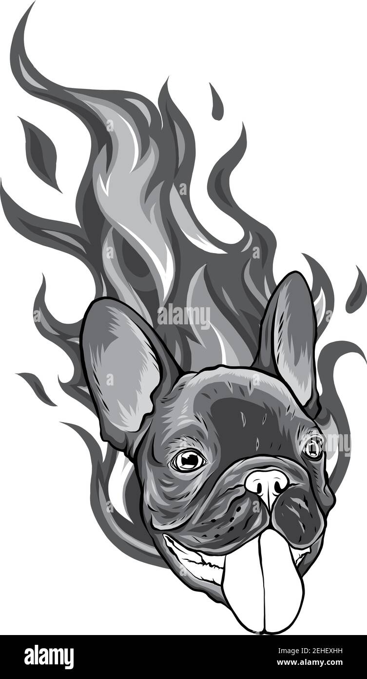 Flamme de chien de taureau en mode Bête Illustration de Vecteur