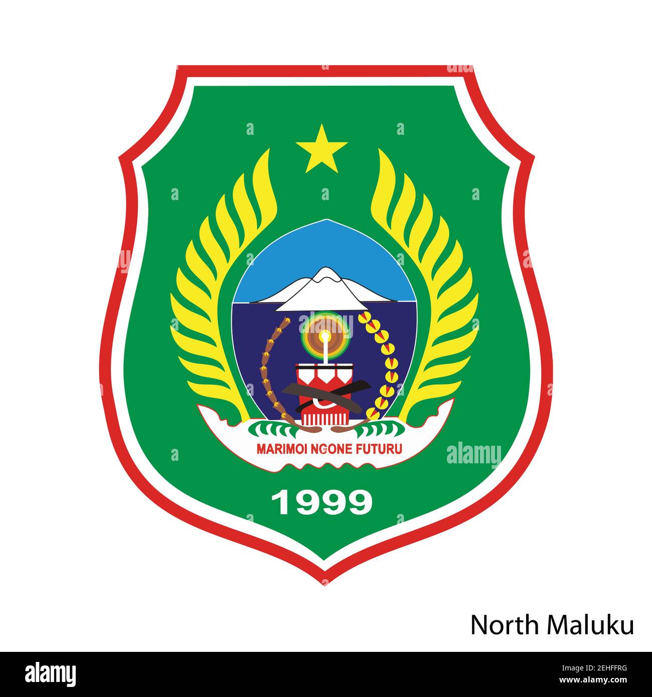 Armoiries de North Maluku est une région indonésienne. Emblème héraldique vectoriel Illustration de Vecteur