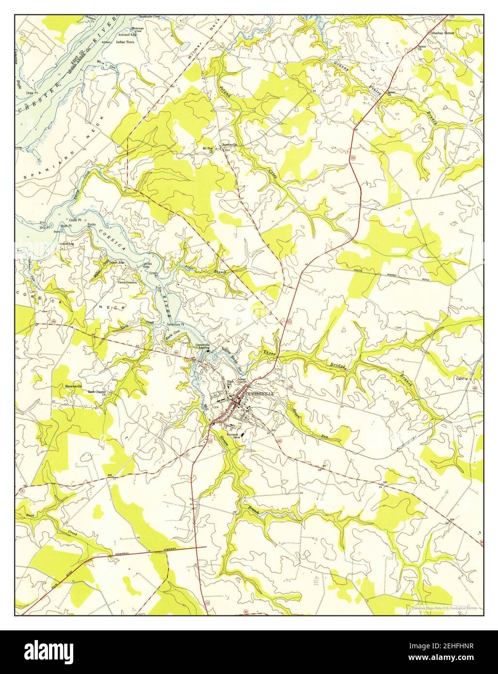 Centerville, Maryland, carte 1954, 1:24000, États-Unis d'Amérique par Timeless Maps, données U.S. Geological Survey Banque D'Images