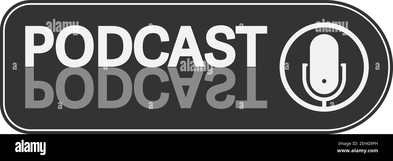 logo du podcast avec illustration vectorielle du symbole du microphone d'enregistrement Illustration de Vecteur