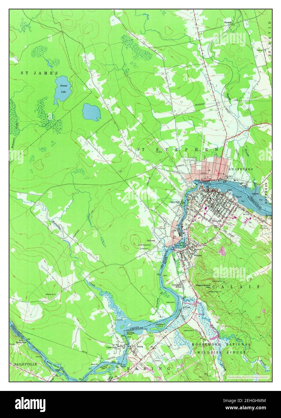 Calais, Maine, carte 1949, 1:24000, États-Unis d'Amérique par Timeless Maps, données U.S. Geological Survey Banque D'Images