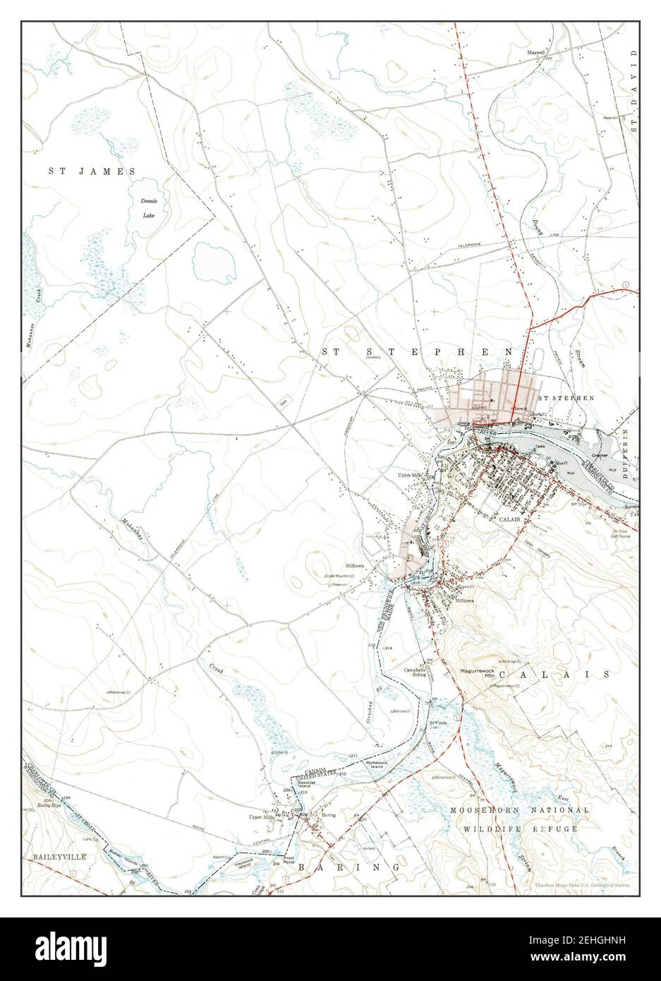 Calais, Maine, carte 1949, 1:24000, États-Unis d'Amérique par Timeless Maps, données U.S. Geological Survey Banque D'Images