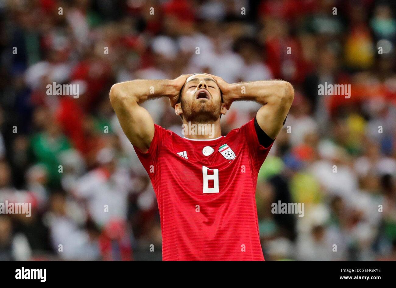 Football football - coupe du monde - Groupe B - Iran contre Espagne - Kazan Arena, Kazan, Russie - 20 juin 2018 Morteza Pouraliganji, un Iran, semble abattu après le match REUTERS/Toru Hanai Banque D'Images