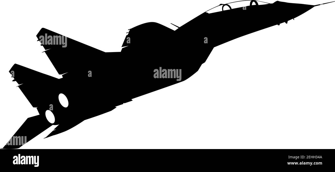 Silhouette d'avion de combat militaire sur fond blanc. Illustration de Vecteur