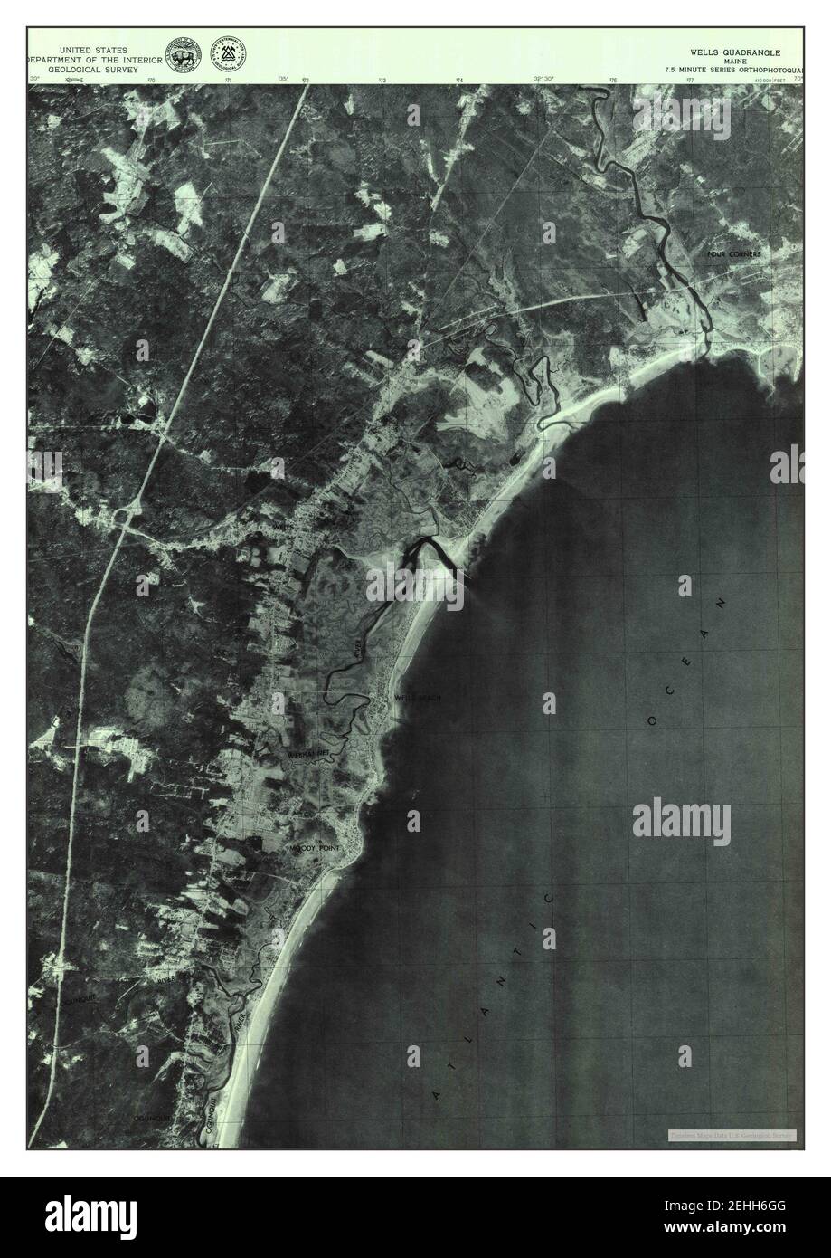 Wells, Maine, carte 1977, 1:24000, États-Unis d'Amérique par Timeless Maps, données U.S. Geological Survey Banque D'Images