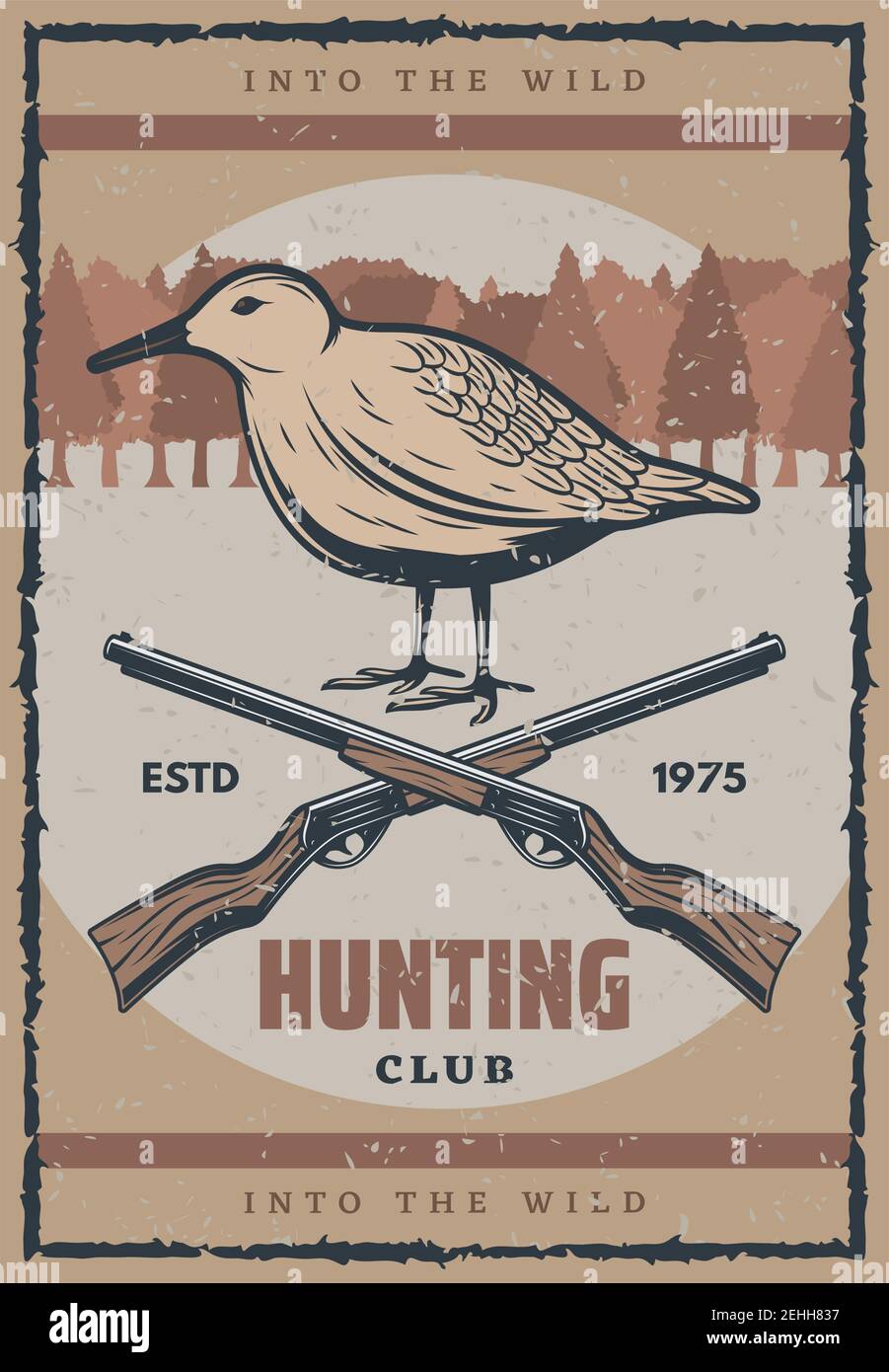 Cadre En Bois Ancien – Affiche Chasse Fusil – Fabrication Française