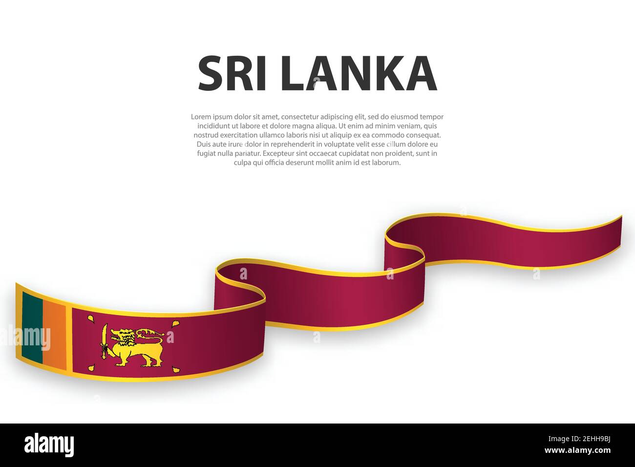 Forme un ruban ou une bannière avec pavillon de Sri Lanka. Modèle pour la conception de l'affiche de la fête de l'indépendance Illustration de Vecteur