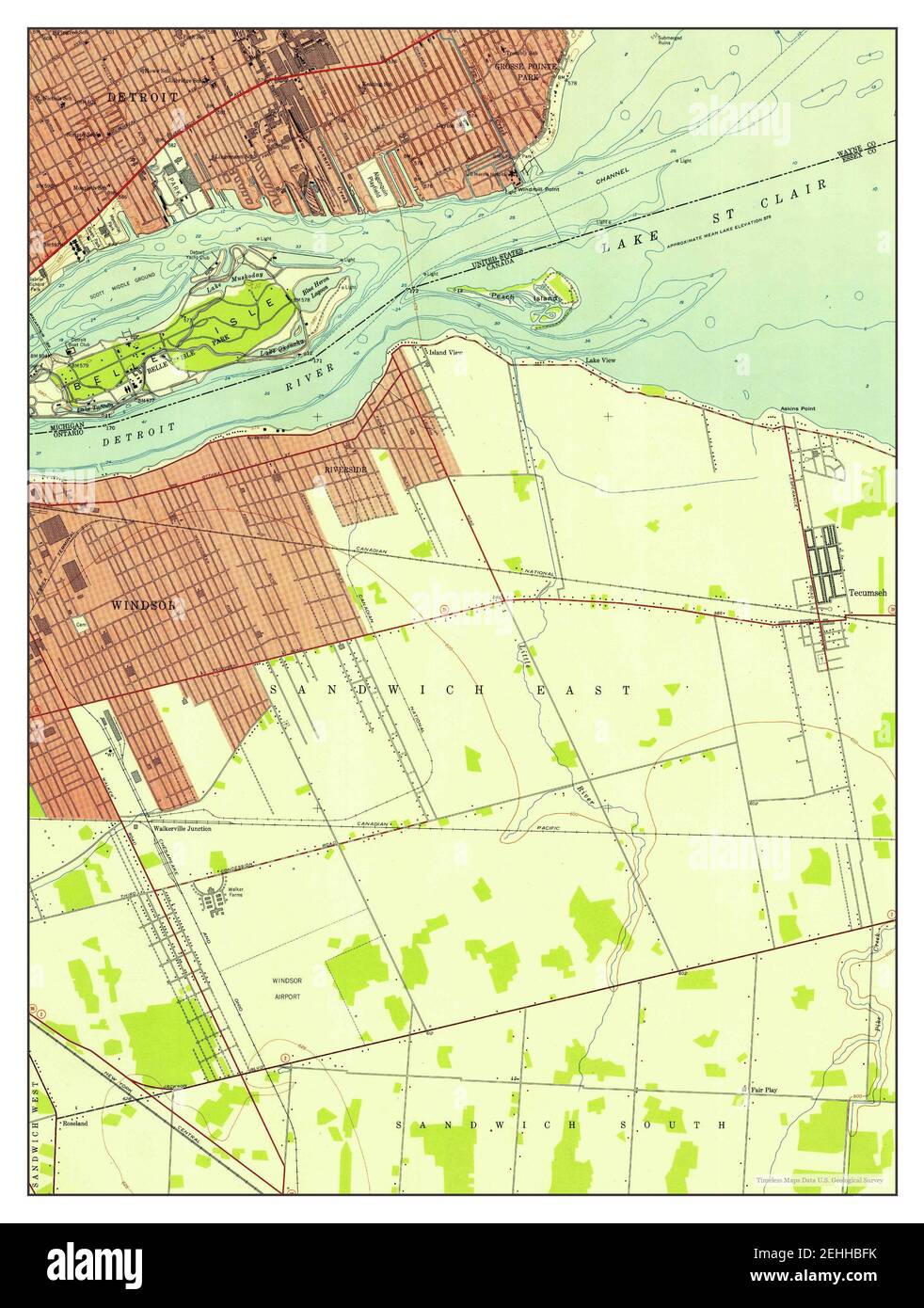 Belle Isle, Michigan, carte 1952, 1:24000, États-Unis d'Amérique par Timeless Maps, données U.S. Geological Survey Banque D'Images