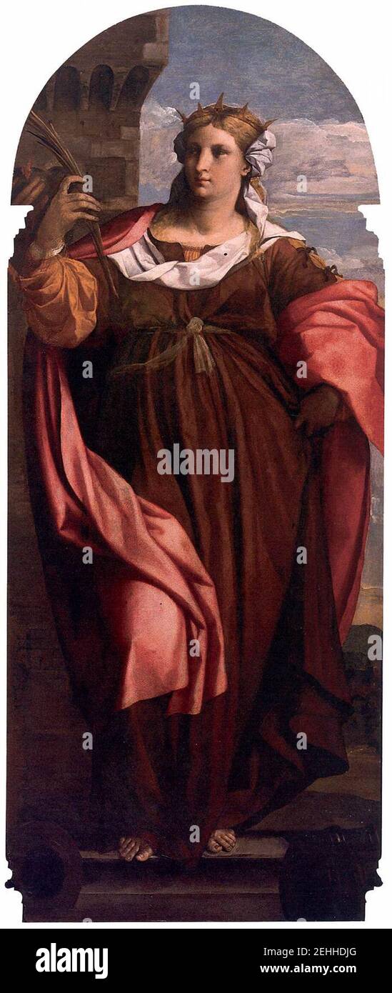 Palma il Vecchio - Polyptych de St Barbara (panneau central) Banque D'Images