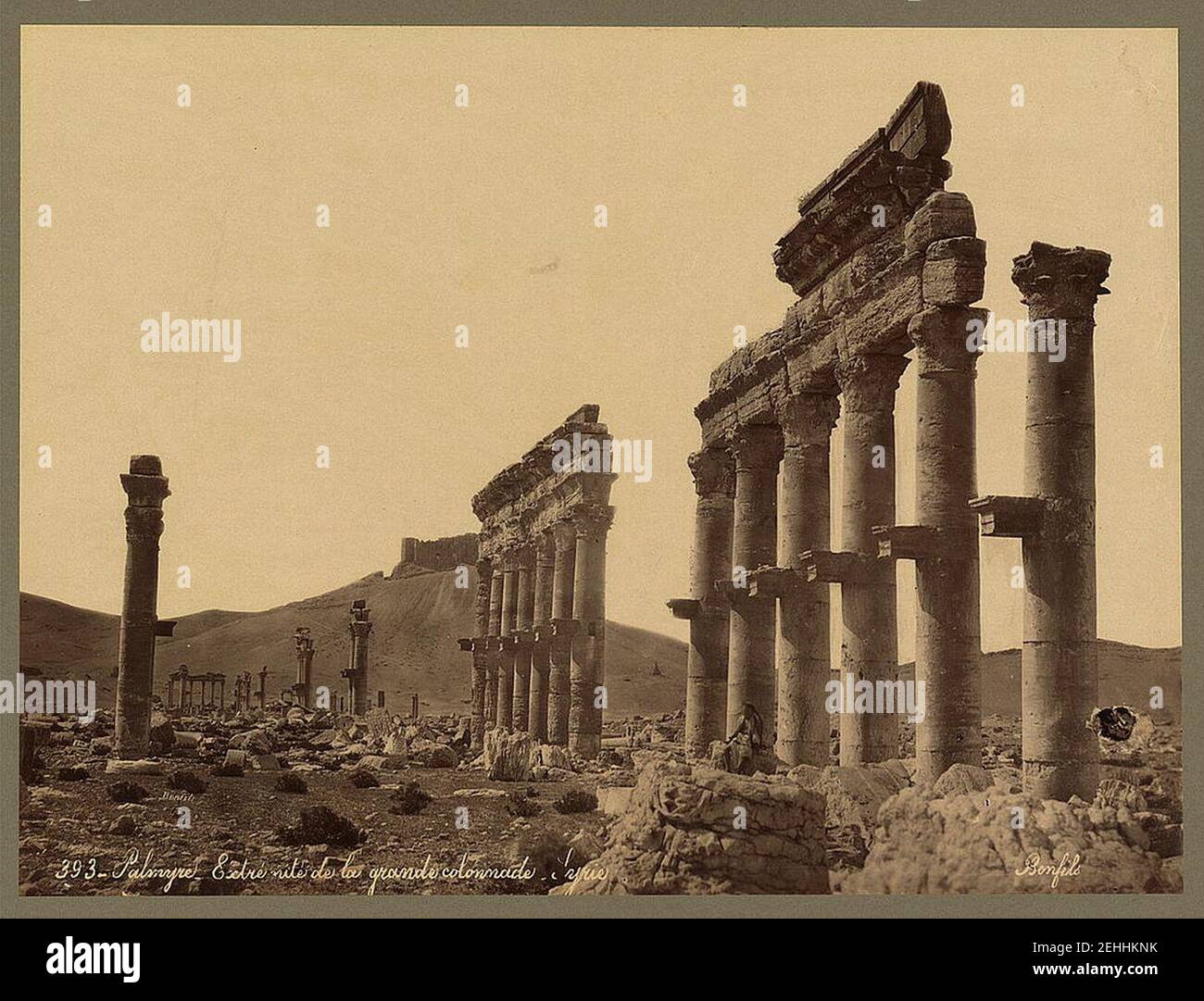 Palmyre. Extradé de la grande colonnade - Syrie - Bonfils. Banque D'Images