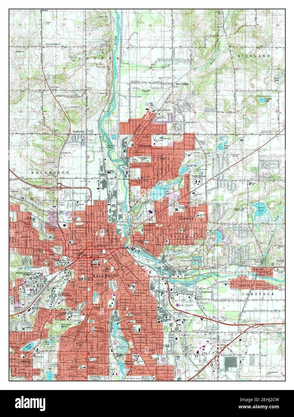 Kalamazoo, Michigan, carte 1995, 1:24000, États-Unis d'Amérique par Timeless Maps, données U.S. Geological Survey Banque D'Images