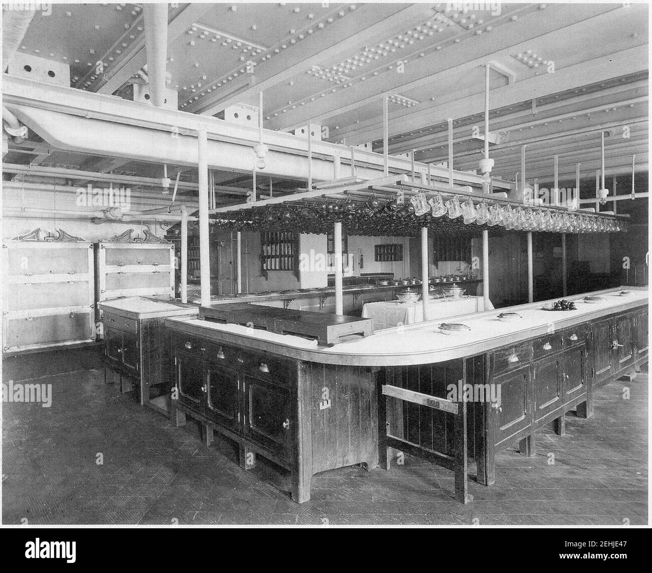 Garde-manger à bord du RMS olympic. Banque D'Images