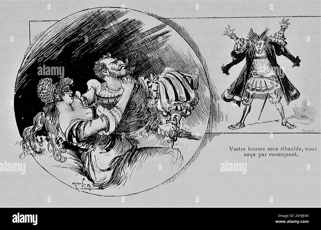 Panurge cocufié - tiers Livre de Rabelais illustraé par Albert Robida, chap. XII Banque D'Images