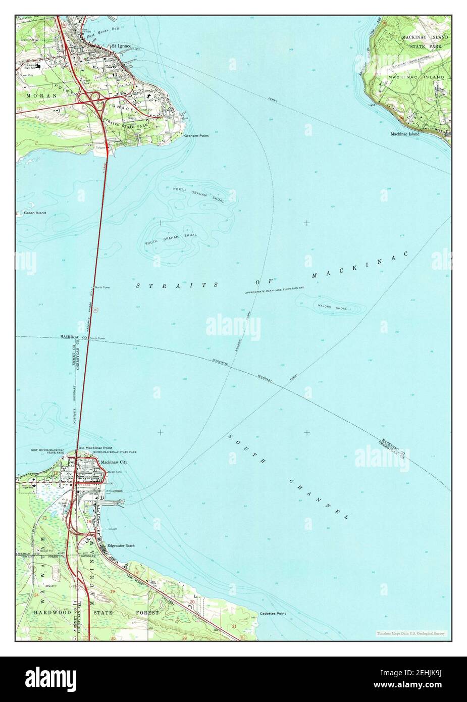 St Ignace, Michigan, carte 1964, 1:24000, États-Unis d'Amérique par Timeless Maps, données U.S. Geological Survey Banque D'Images