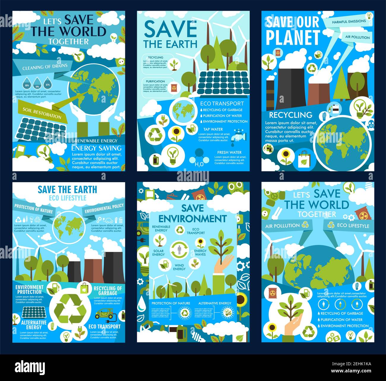 Affiches Save Earth pour la protection de l'écologie et la conservation ...