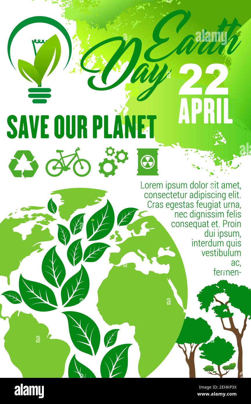 Affiche « Earth Day » et « Save Planet » pour les fêtes de l'écologie ...