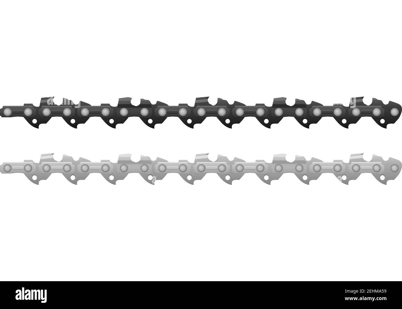Chaîne de tronçonneuse sur fond blanc. Illustration vectorielle. Banque D'Images