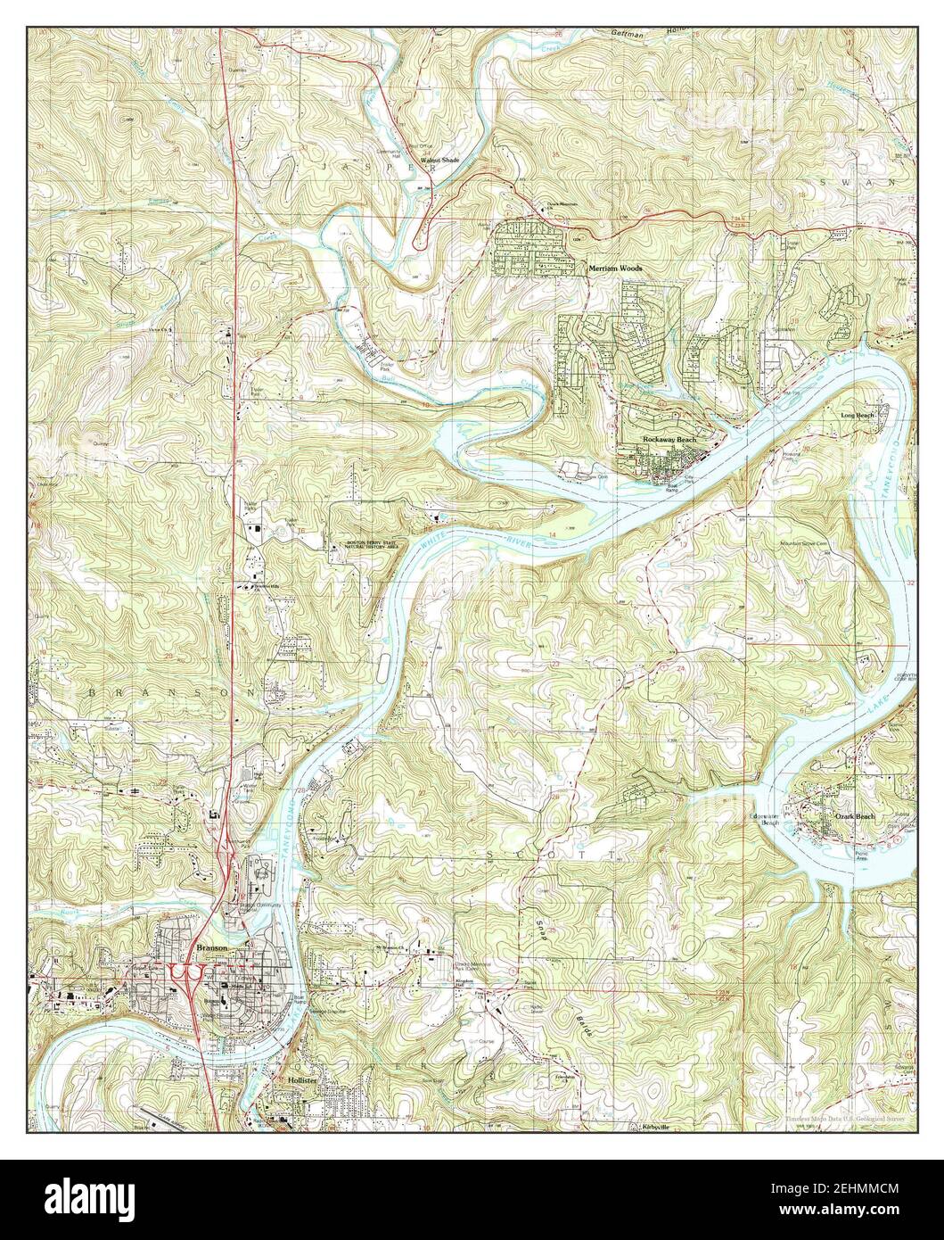 Branson, Missouri, carte 1989, 1:24000, États-Unis d'Amérique par Timeless Maps, données U.S. Geological Survey Banque D'Images