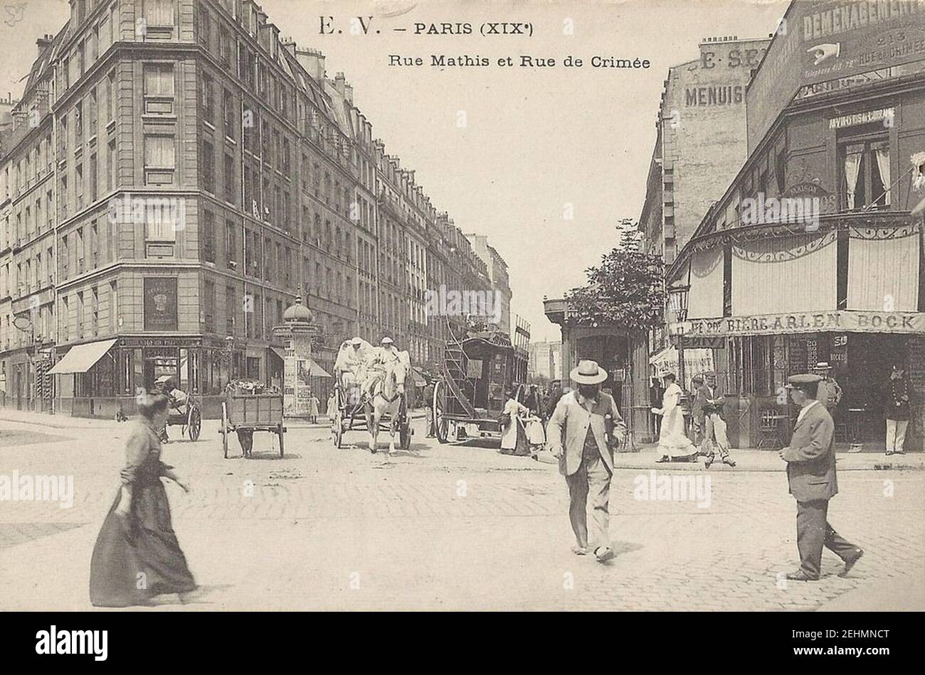 Paris.rue Mathis.rue de Crimee. Banque D'Images