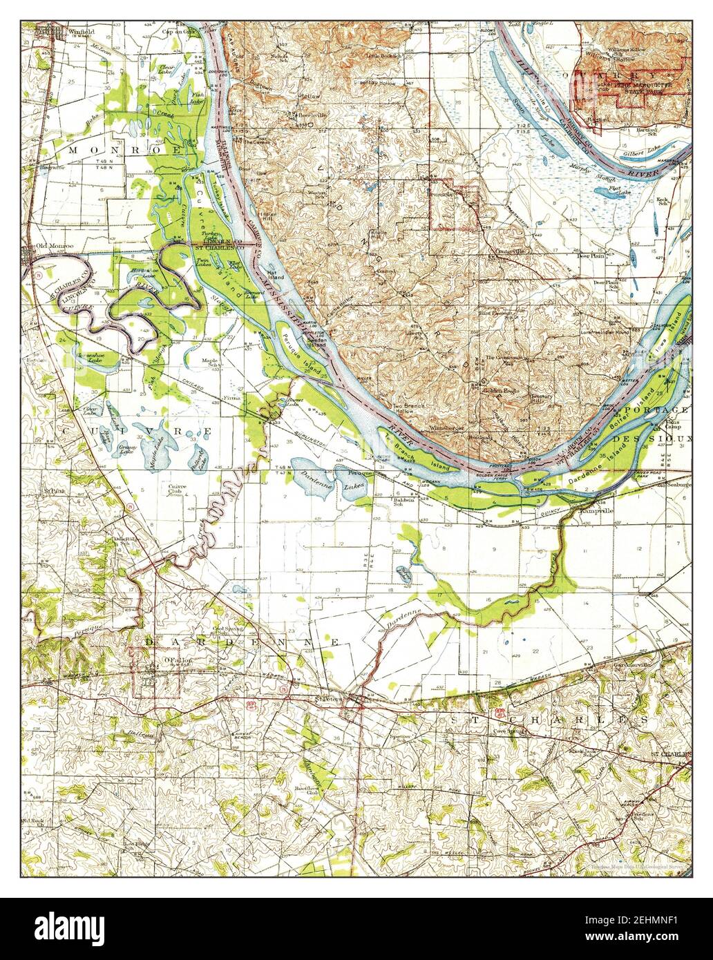 Bruxelles, Missouri, carte 1943, 1:62500, États-Unis d'Amérique par Timeless Maps, données U.S. Geological Survey Banque D'Images