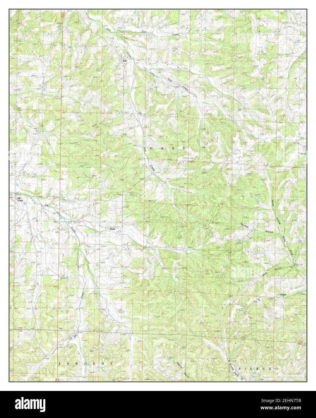 Elk Creek, Missouri, carte 1987, 1:24000, États-Unis d'Amérique par Timeless Maps, données U.S. Geological Survey Banque D'Images