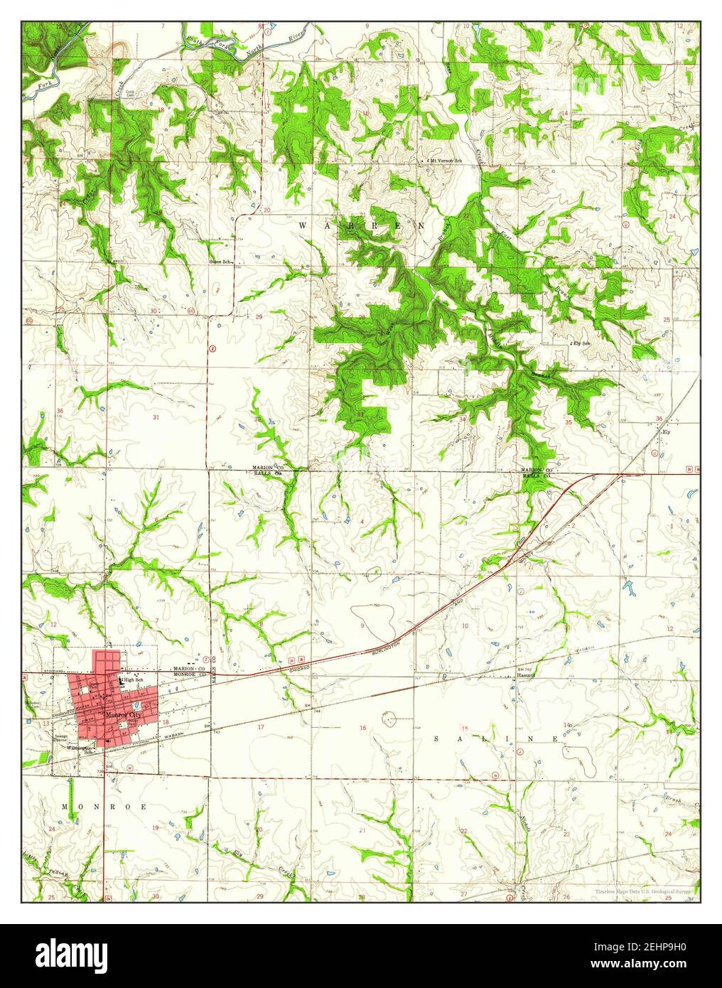 Carte de la ville de monroe, missouri Banque de photographies et d