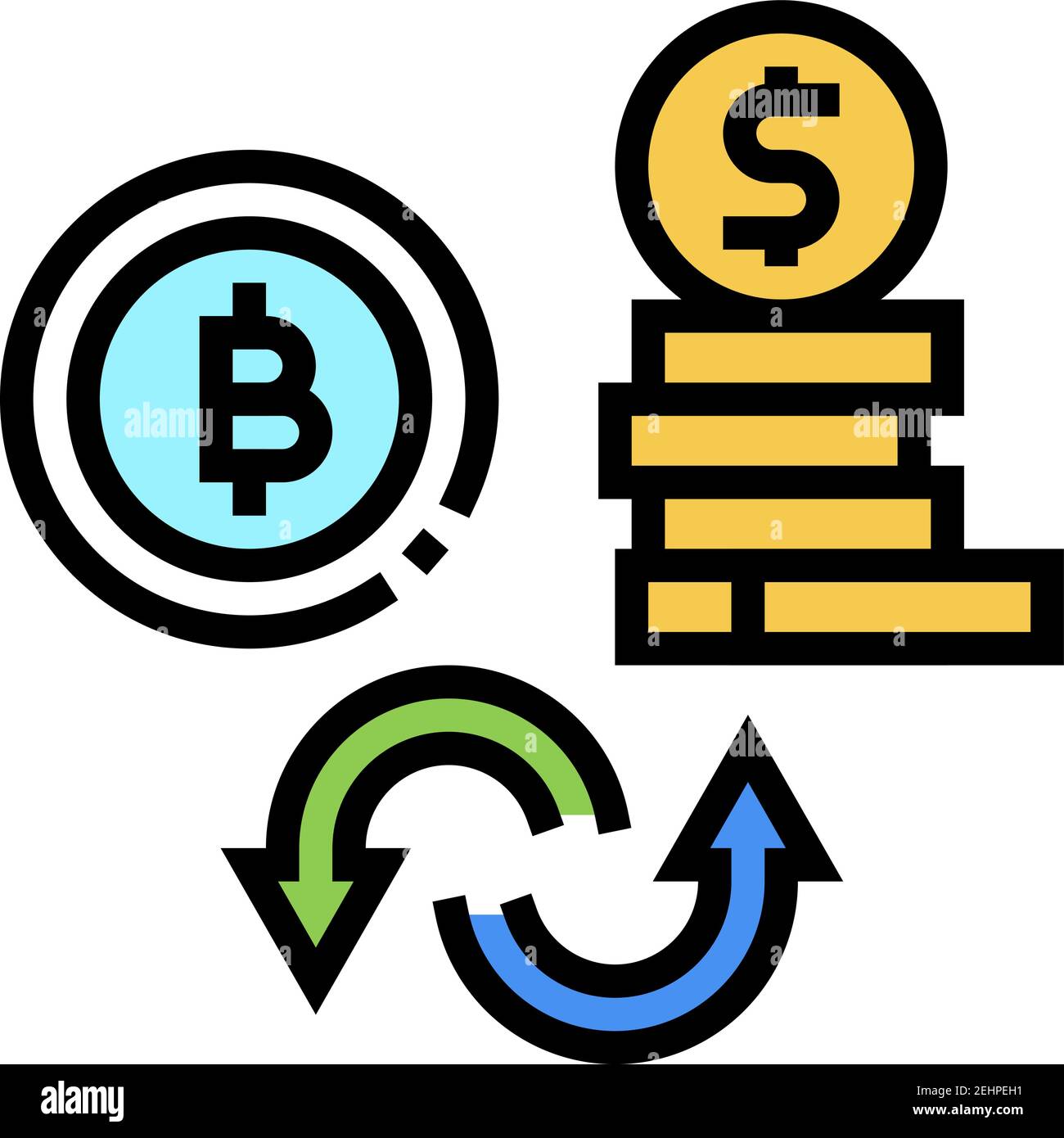 illustration vectorielle de l'icône de couleur currancy money to bitcoin Illustration de Vecteur