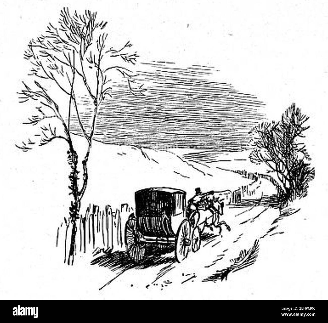 Scène pastorale avec cheval et buggy. Banque D'Images Scène pastorale avec cheval et buggy. Banque D'Images