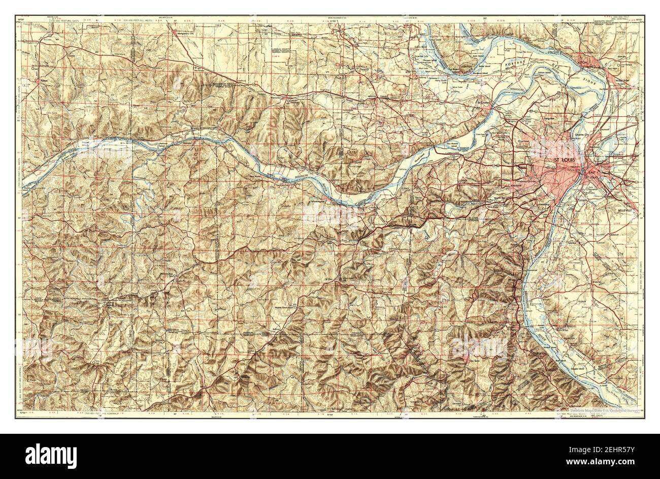 St Louis Missouri Carte 1949 1 Etats Unis D Amerique Par Timeless Maps Donnees U S Geological Survey Photo Stock Alamy